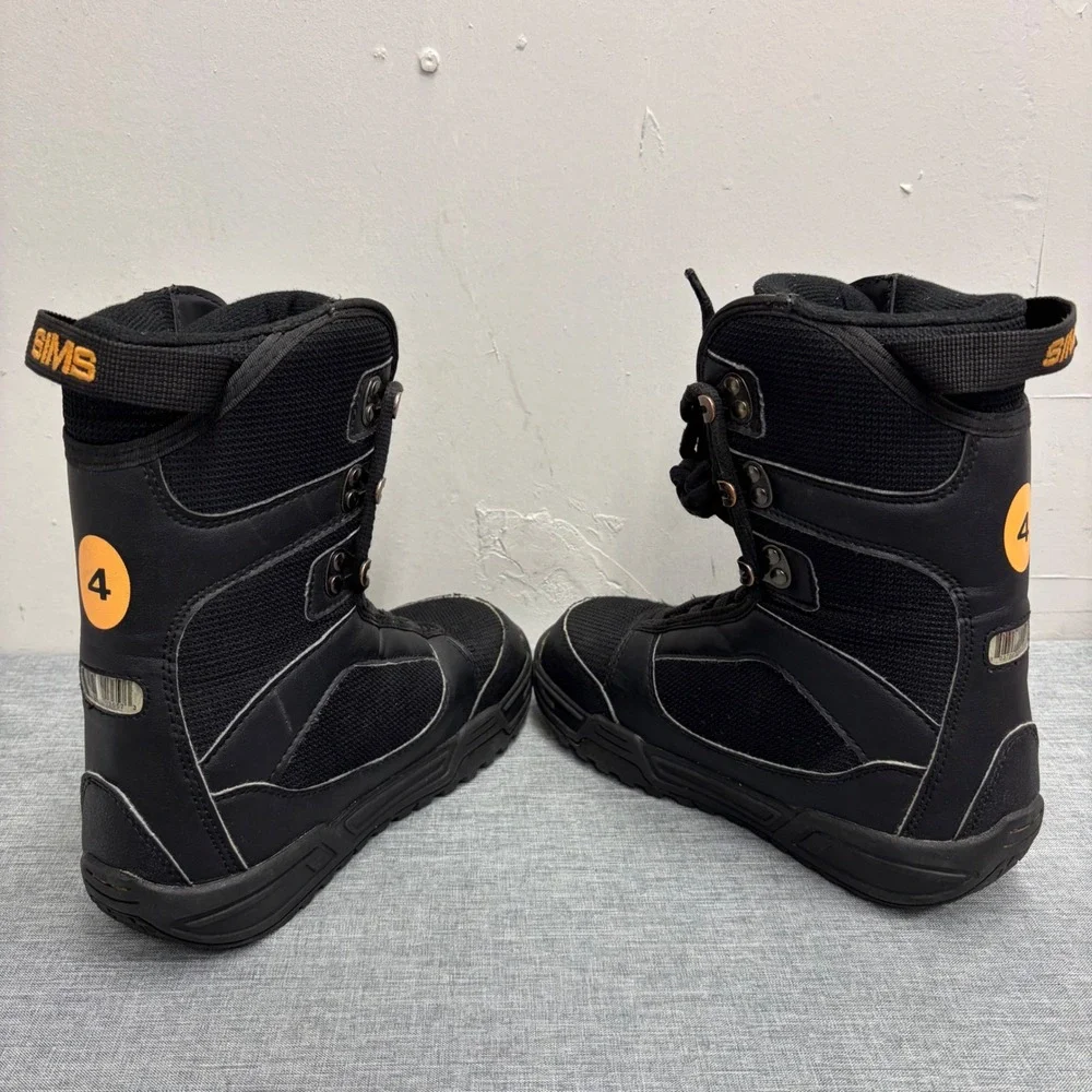 Sims Snowboard Boots Kids Size 4 Black Orange Lace Up Winter Sports V84